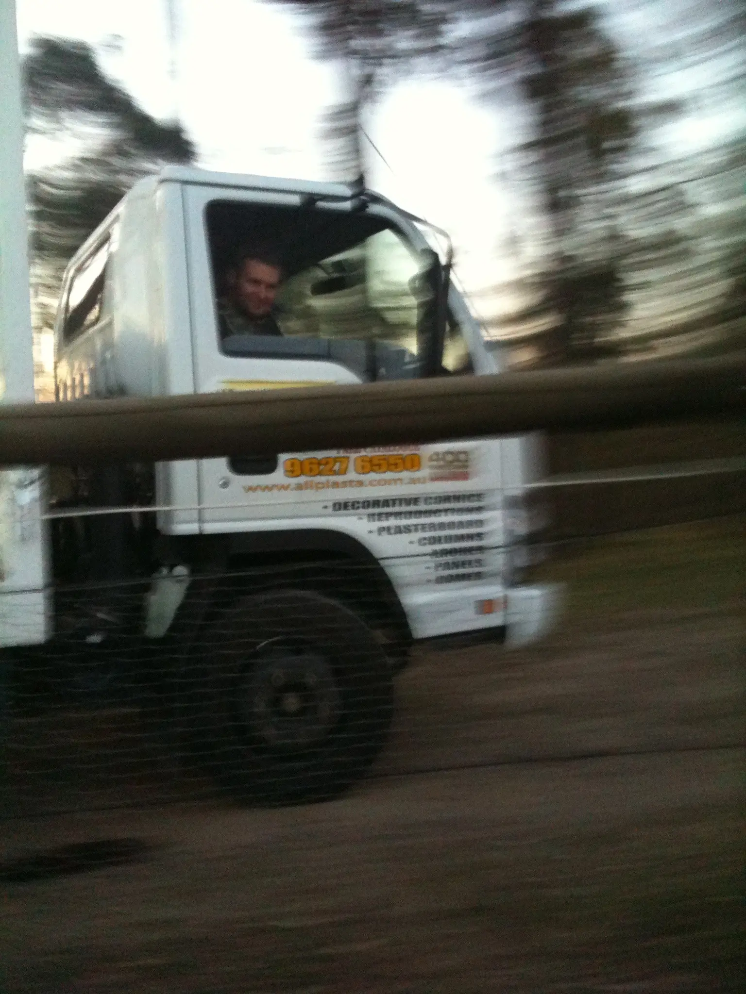 Andrew driving the old Allplasta delivery truck, 2009