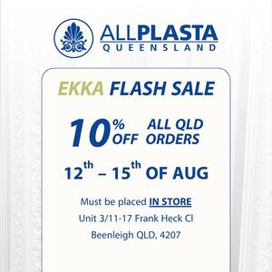 Qld clients… don’t miss out on this offer! ⏰💰 To celebrate EKKA we’re taking 10% off all orders placed IN STORE at Allplasta Qld!!! 🥳

Get measuring those rooms and head on over to Beenleigh to place your orders between 12th -15th of August!

Please note Allplasta Qld will be closed on Monday 11th of August 🗓️ but you can still reach us via our Sydney stores!

#allplastaqld #ceilingpanelsqld #flashsale #discount #beenleigh #qld #plaster #plasterdecor #interiordesign #instock #plastersupplier #handmade #cornices #ceilingroses #interiordesign #newbuild #project #renovation #restoration #interiordecor #archway