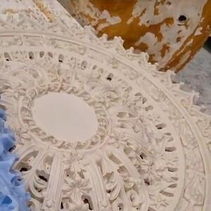 A closer look at demoulding our recent ceiling rose reproduction!

#allplasta #silvercornices #thomasdecorativeplastering #plaster #plastering #ceilingrose #reproduction #repair #quality #mould #westryde